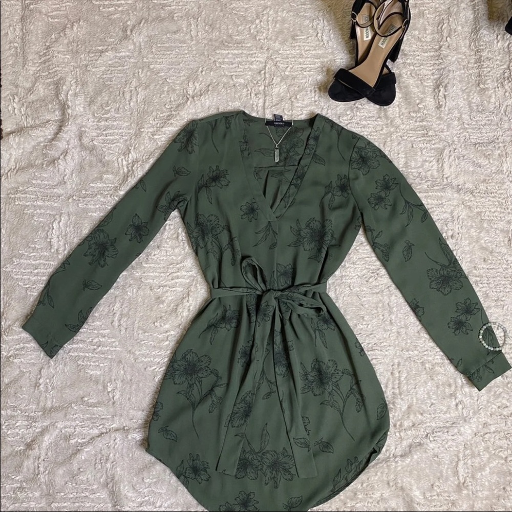Green floral pattern sundress